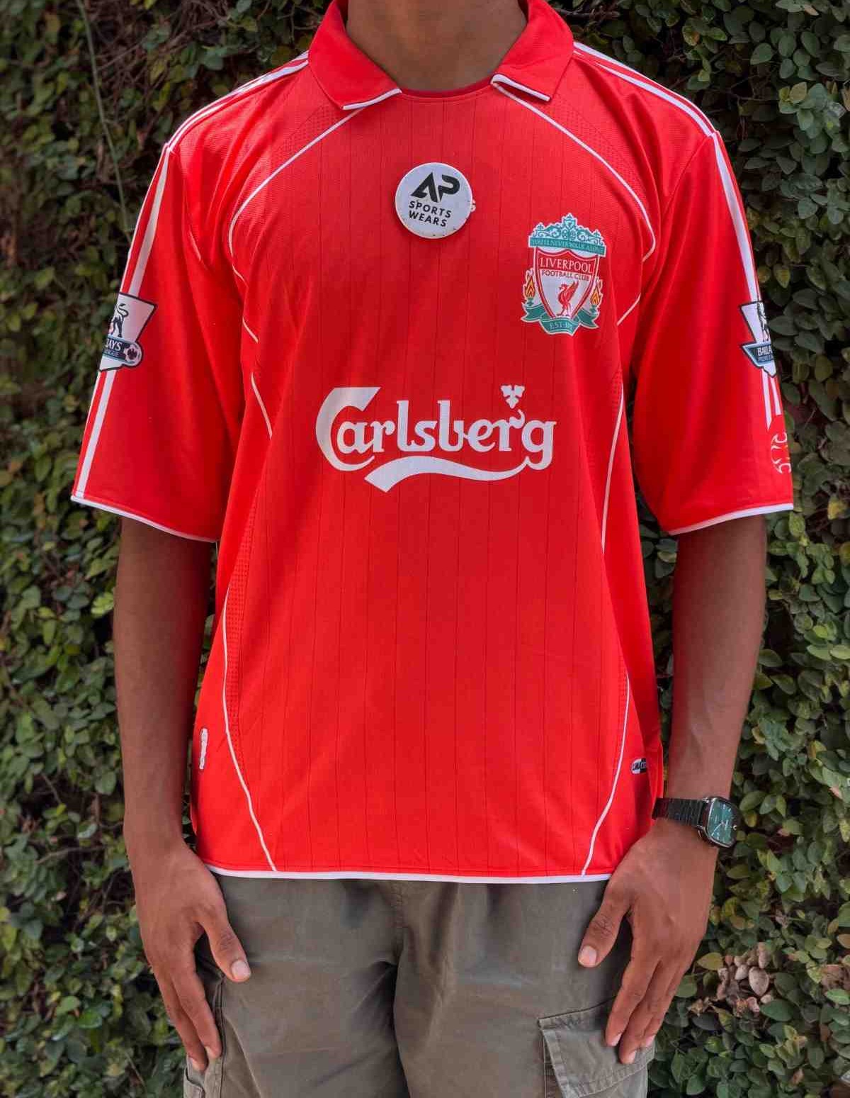 Steven Gerrard Liverpool 2007-08 Home Kit , Premium Coller & Five Sleeve Jersey
