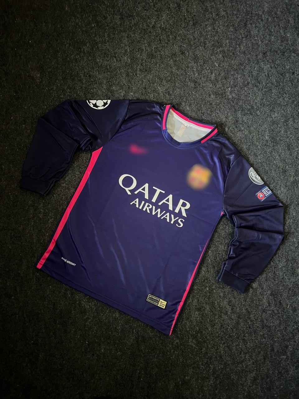 Neymar Fc Barcelona 2016-17 Away Kit Full Sleeve Dark Blue & Pink