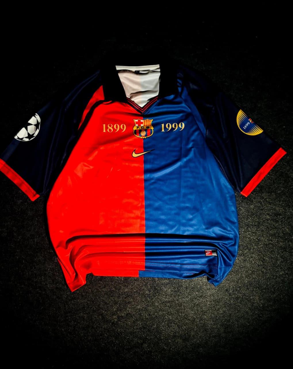 Puyol Fc Barcelona, 1999 Home Kit , Premium Coller & Five Sleeve