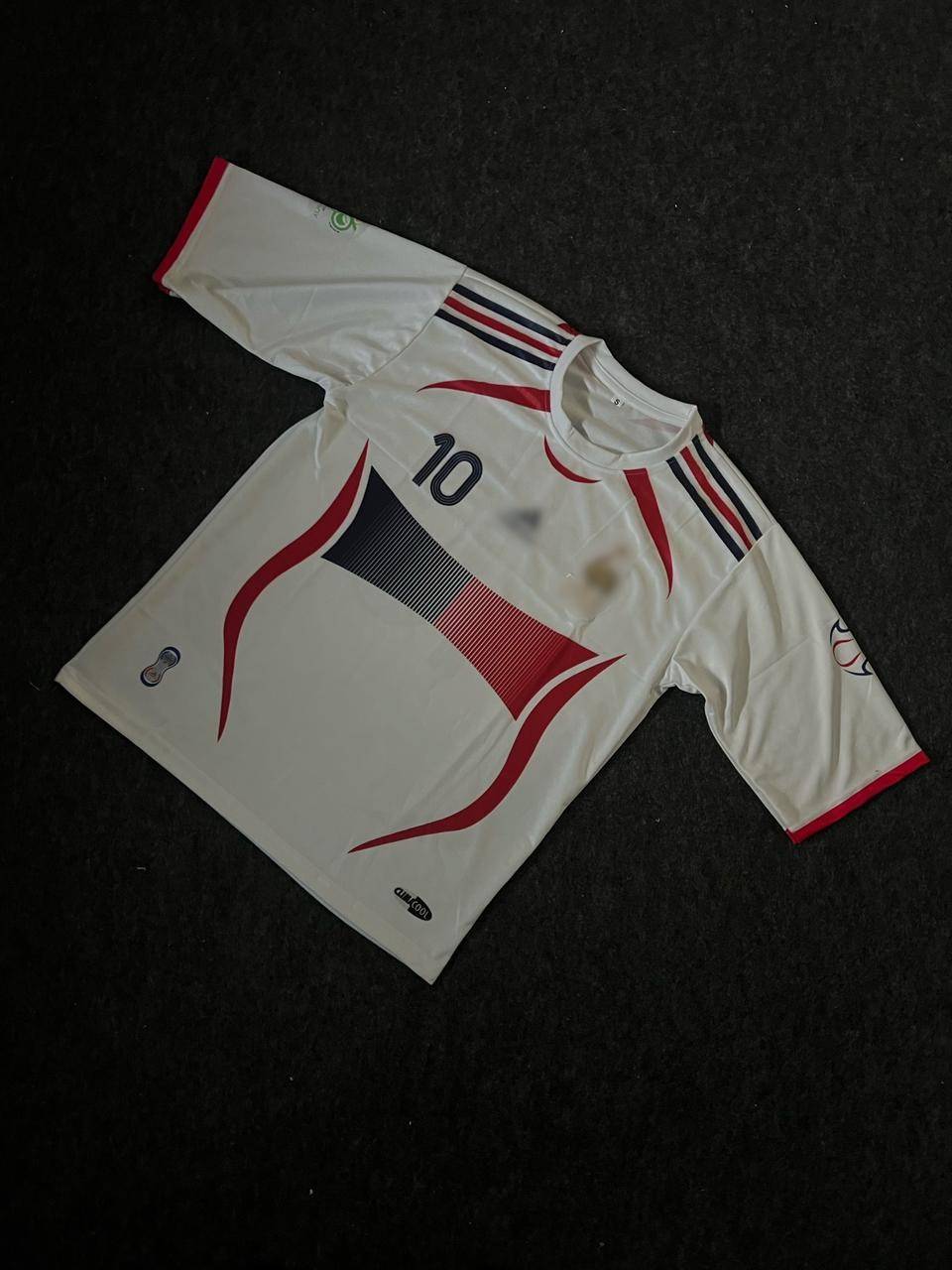  Zinedine Zidane France 2006 Fifa World Cup Away Kit Premium Embroidery, Round Neck And Five Sleeve