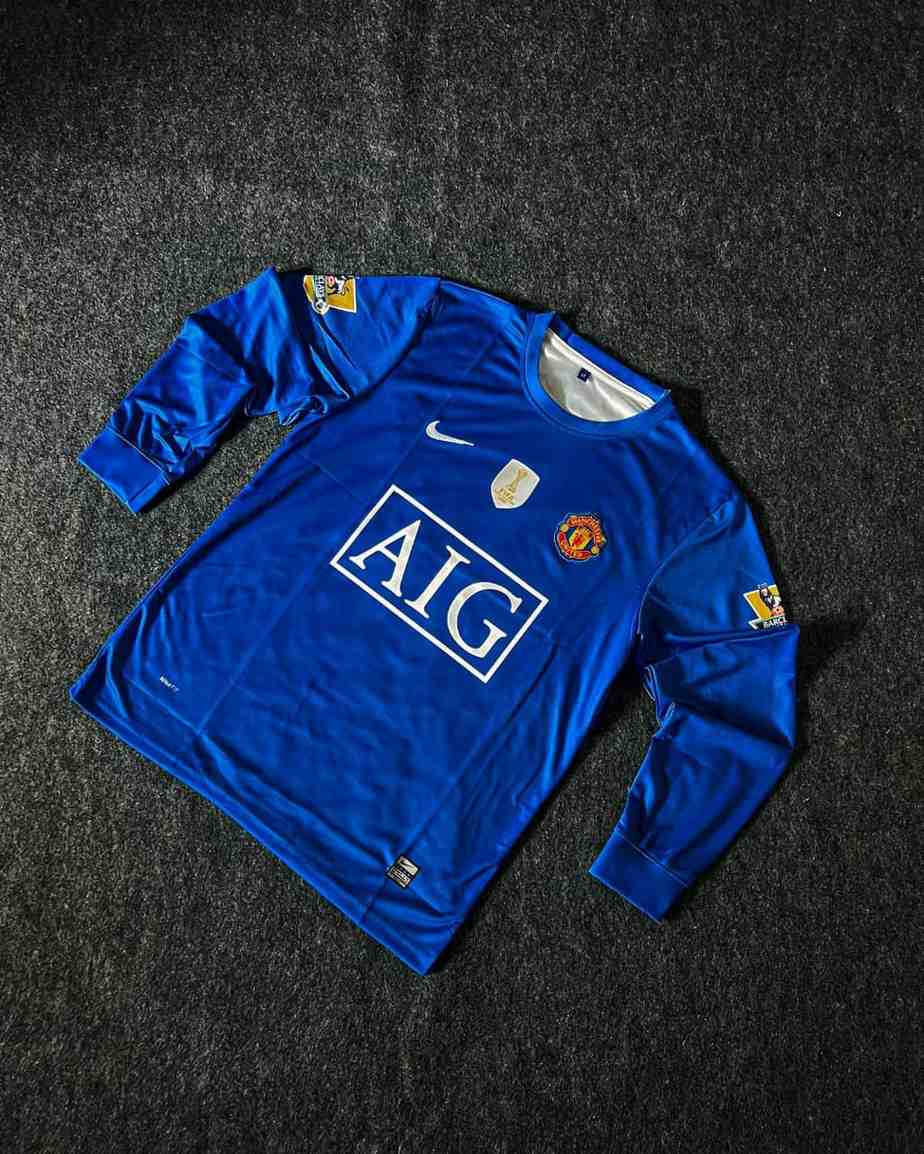 Cristiano Ronaldo Manchester United Aig Blue 2008 Full Sleeve Kit, Premium Embroidery Jersey