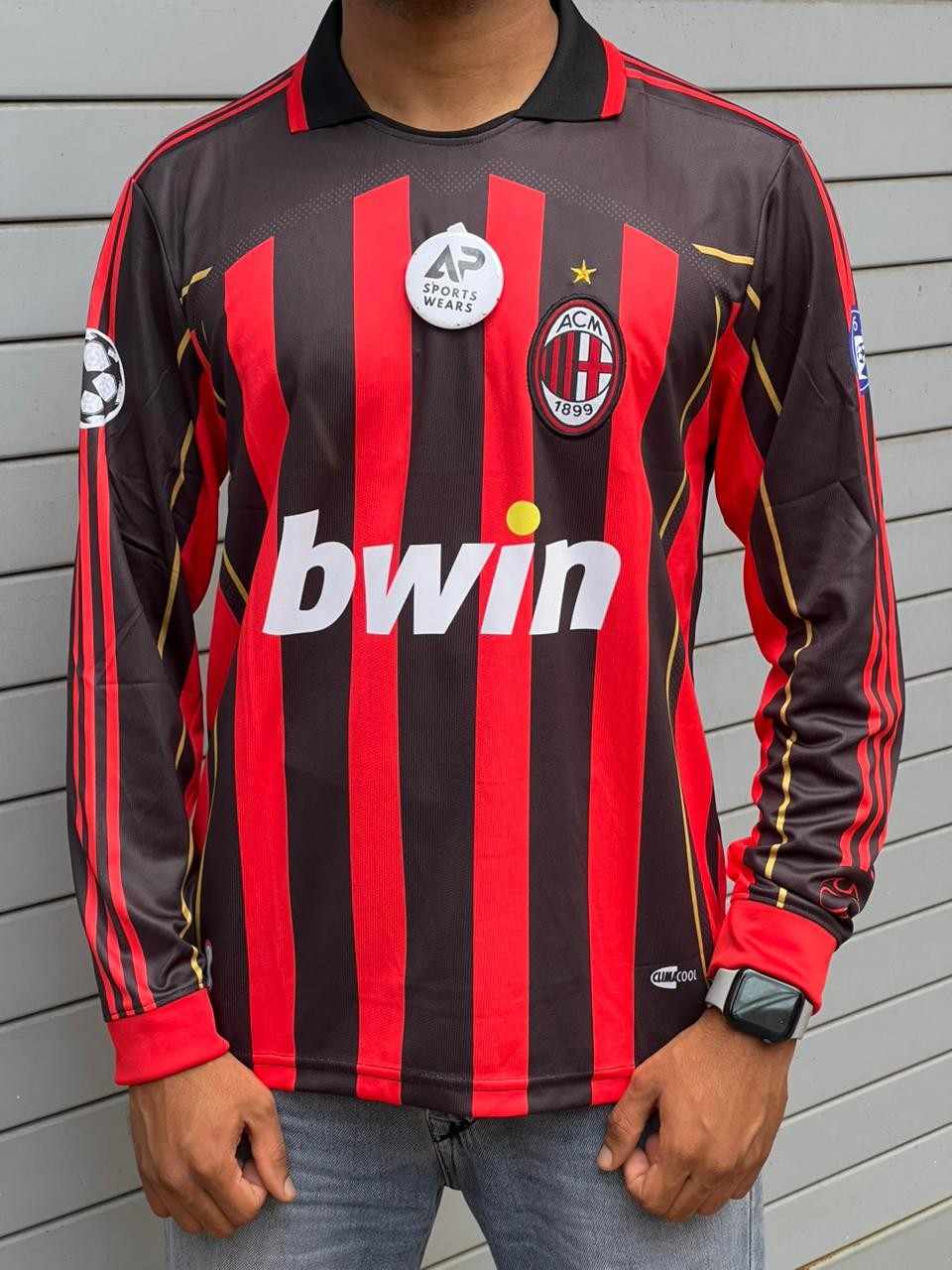 Paolo Maldini Ac Milan 2006-2007 Home Kit, Premium Embroidery Quality Collar With Full-sleeve