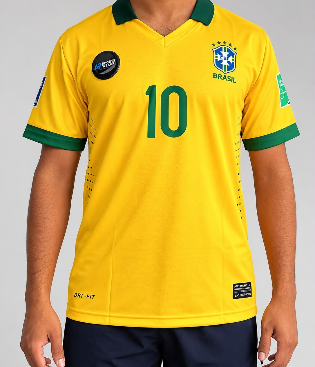 Ricardo Kaka Brazil 2013 Home Kit, Collar With Half Sleeve