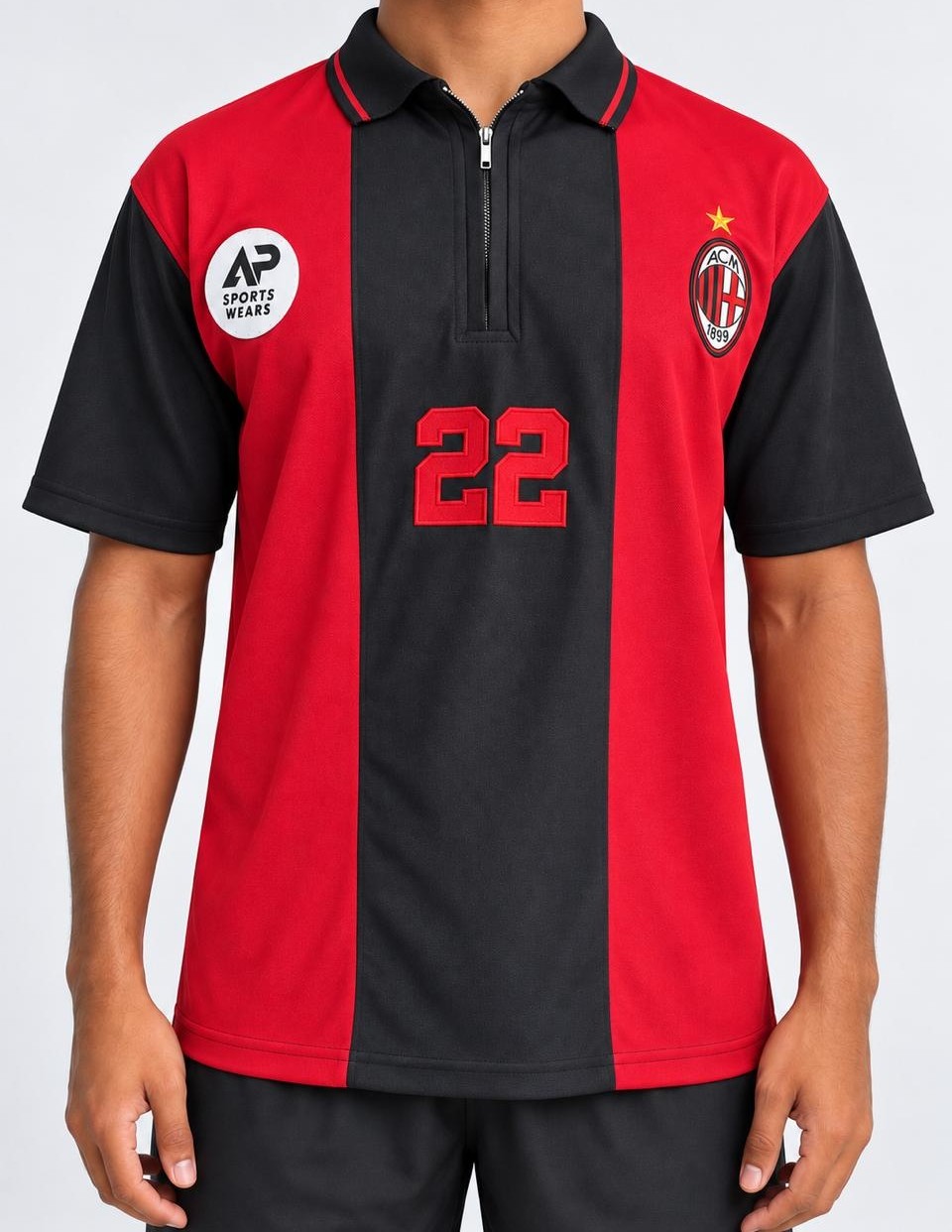 Ac Milan Special Edition Polo T-shirt #22 Ziper With Embroidery