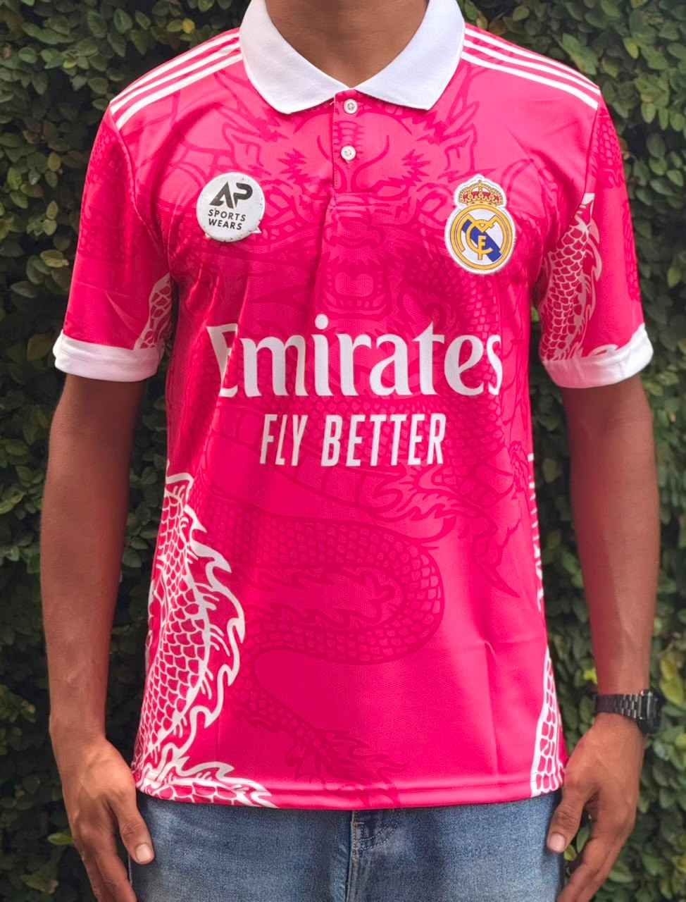 Real Madrid Special New Dragon Pink Edition Kit, Collar & Half Sleeve Embroidery