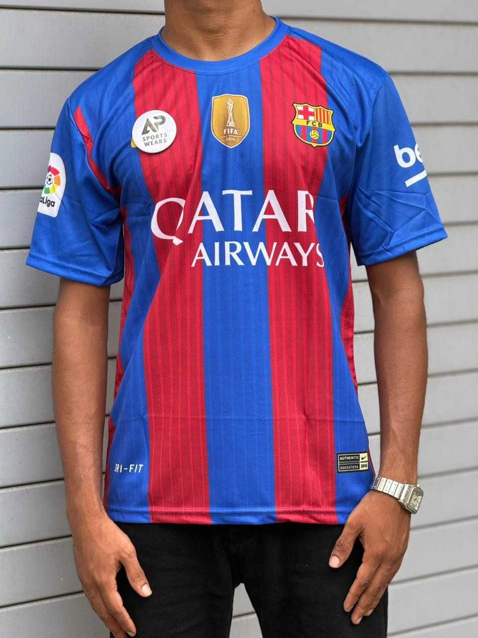 Fc Barcelona 2016-17 Home Kit, Neymar Jr , Round Neck & Half Sleeve