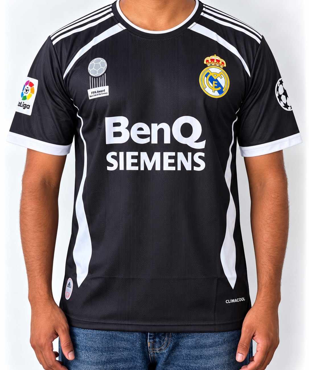 Roberto Carlos Real Madrid Black Retro Kit 2006-07 Round Neck & Half Sleeve