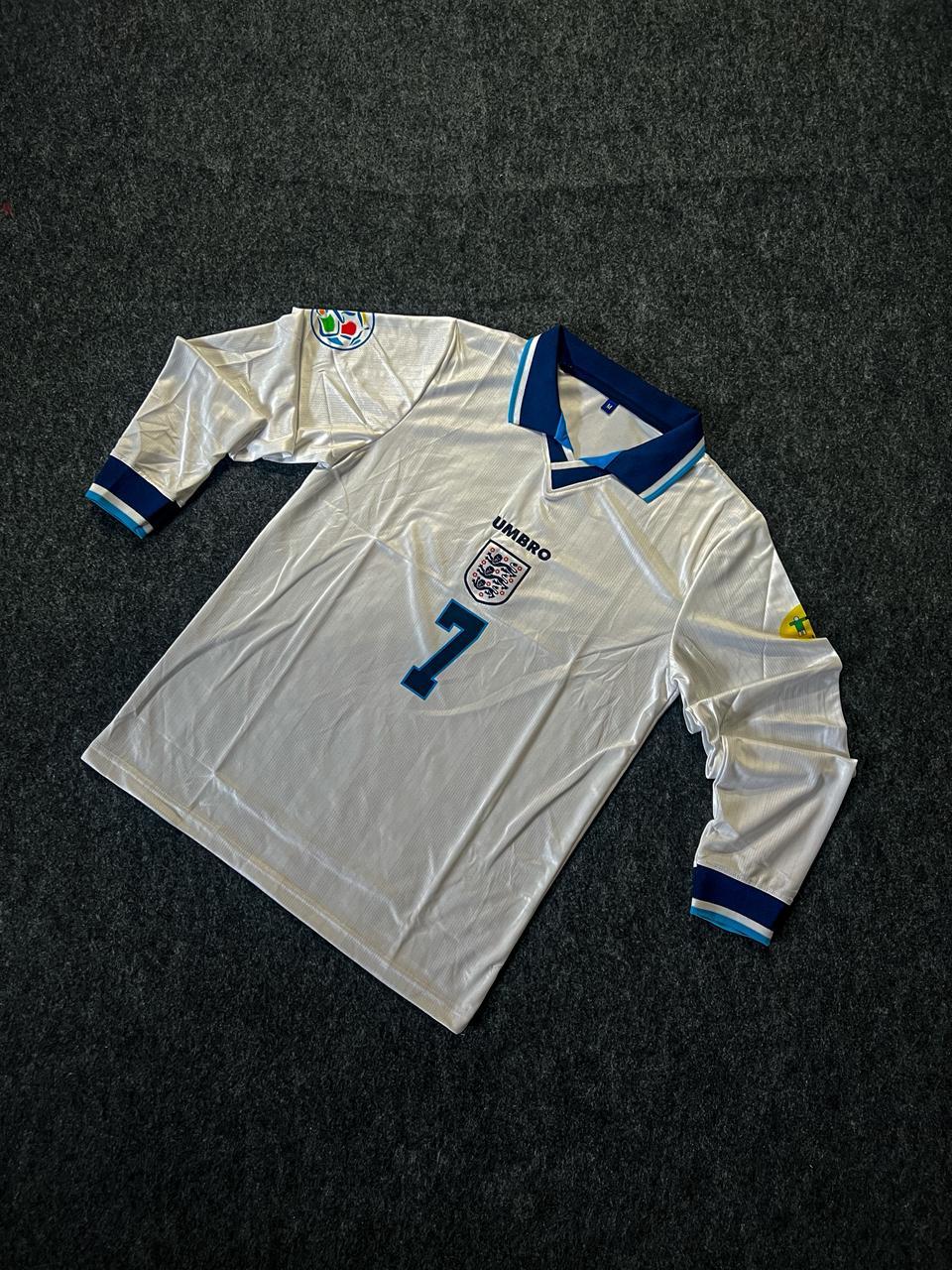 David Beckham England 1996 Home Kit, Full Sleeve Premium Embroidery Jersey