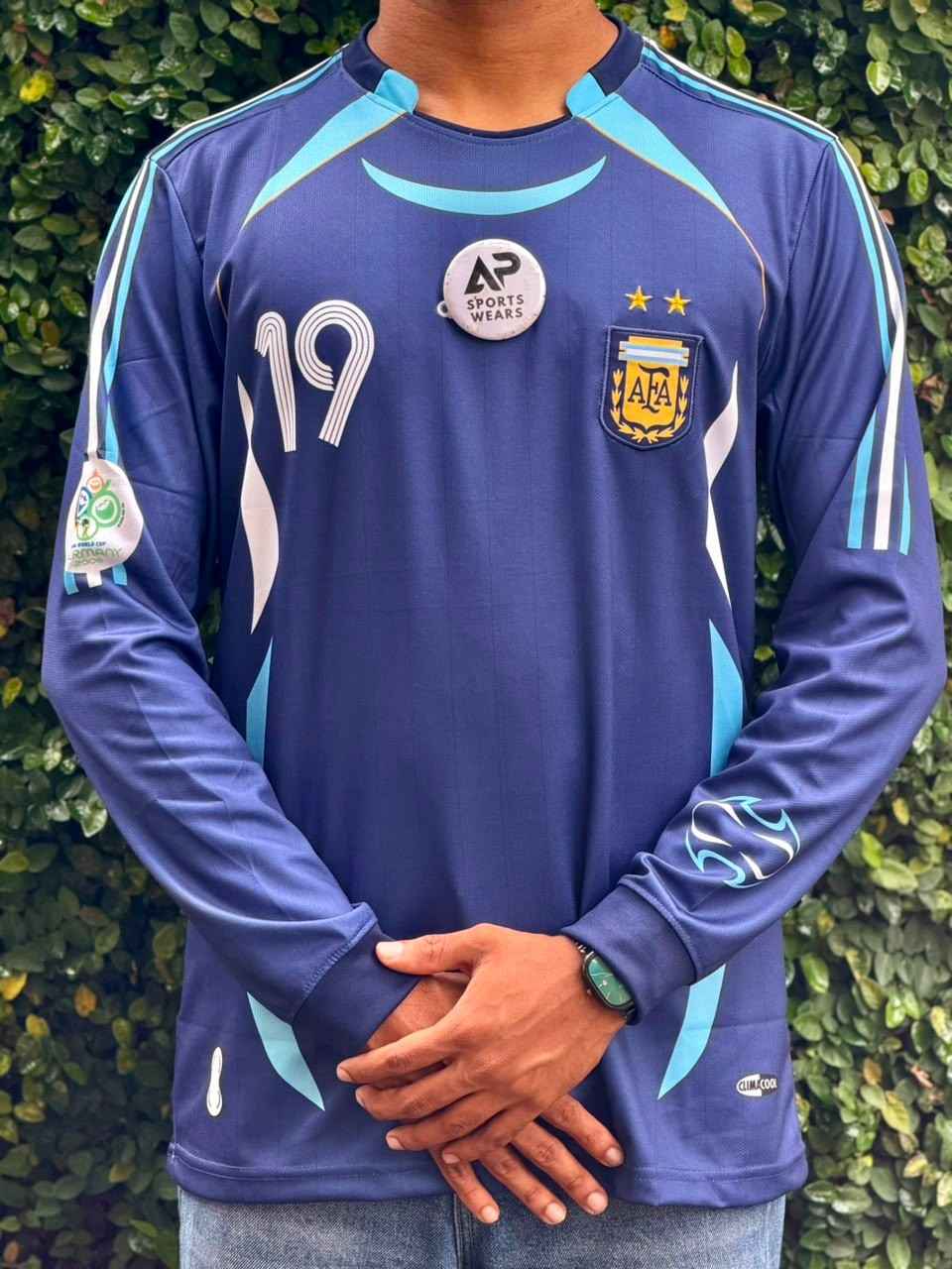 Lionel Messi 2006  Argentina Away Kit, Premium Embroidery With Full Sleeve