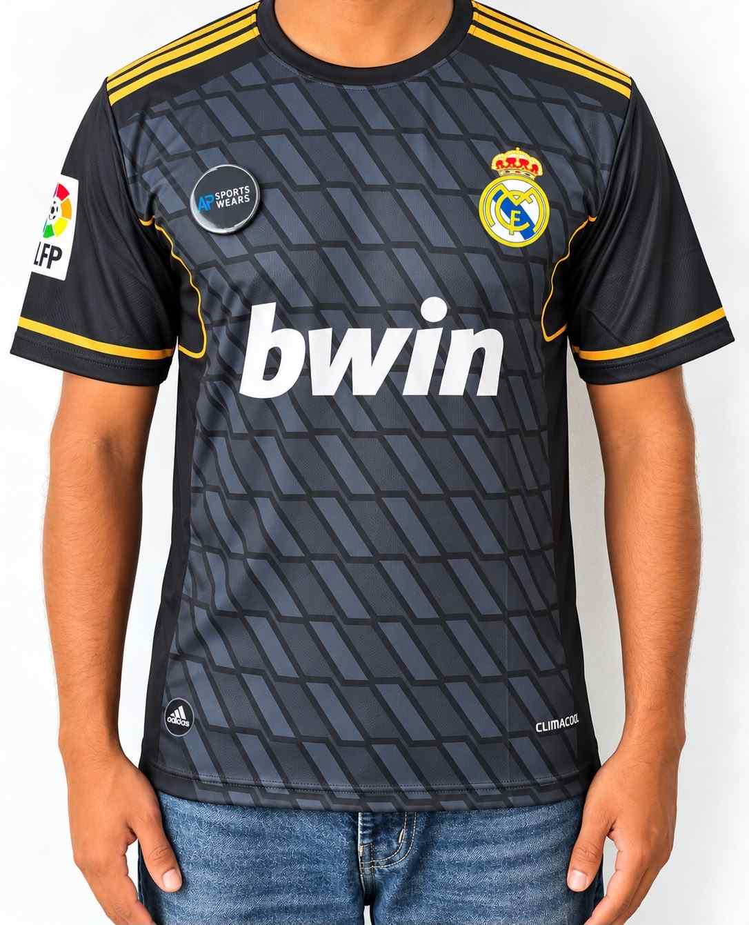 Ronaldo Real Madrid Bwin Black 2011 Away Kit Round Neck Half Sleev