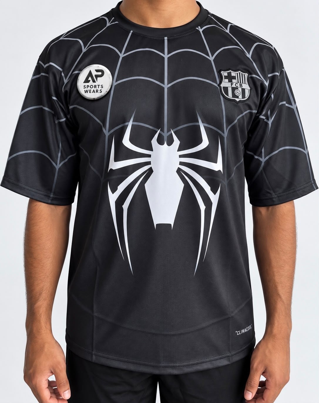 Fc Barcelona Spider Man Special Edition Round Neck & Five Sleeve Embroidery Jersey