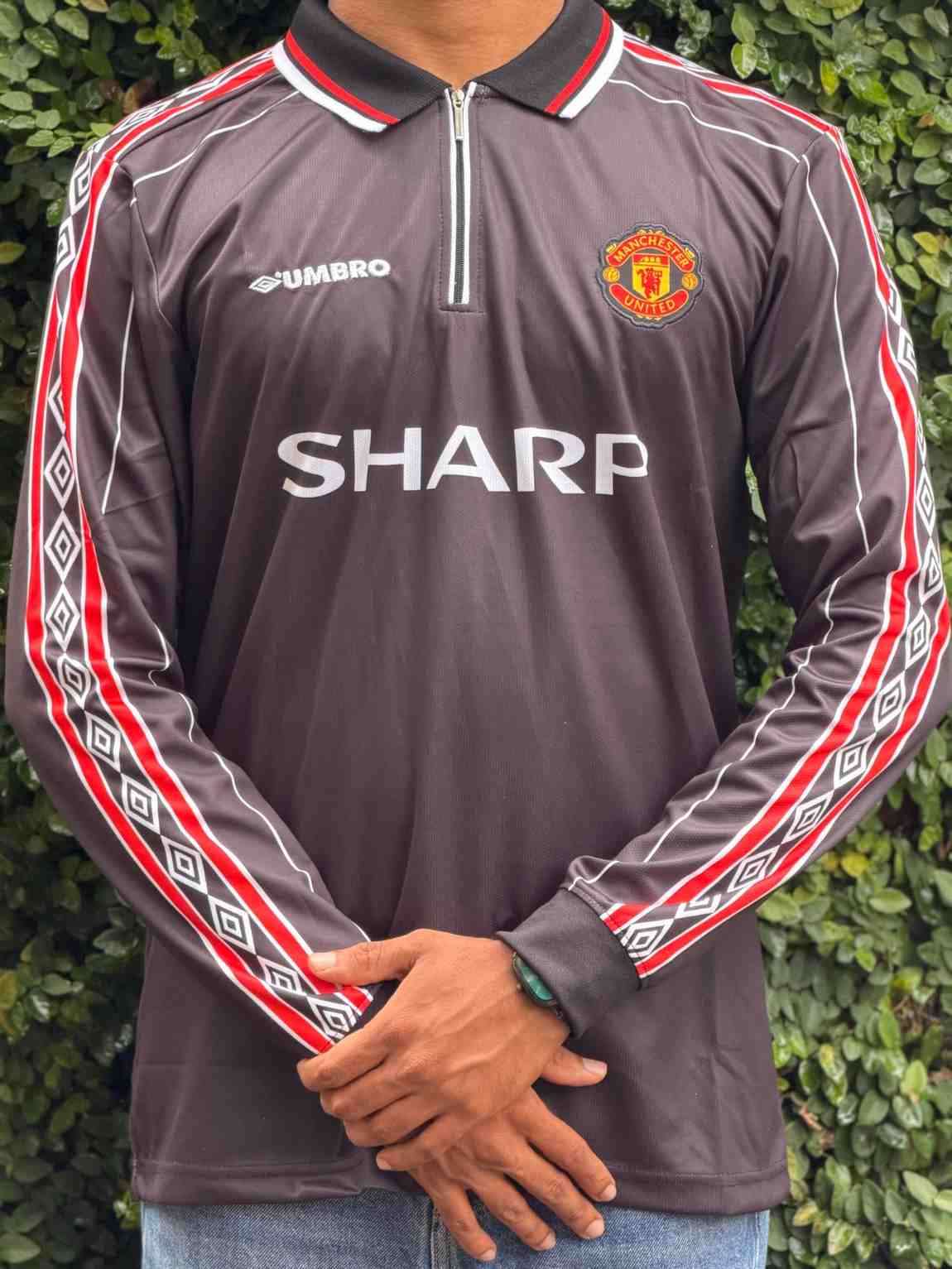David Beckham , Manchester United 1998-99 Away Kit Black, Premium Collar With Zip Full Sleeve Embroidery