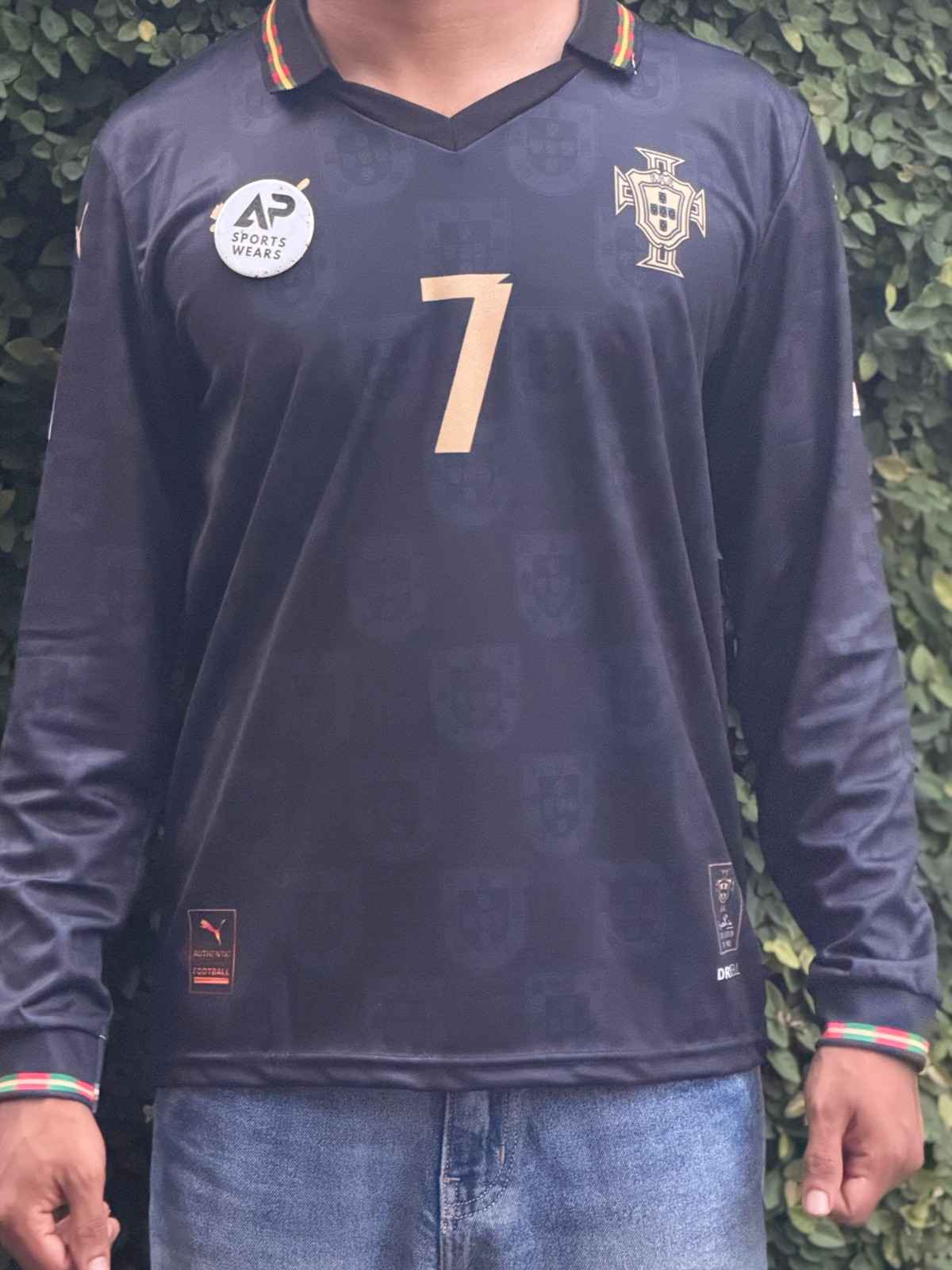 Portugal Special Black Edition Kit, Cristiano Ronaldo,collar & Full Sleeve (AP Sports Wear)
