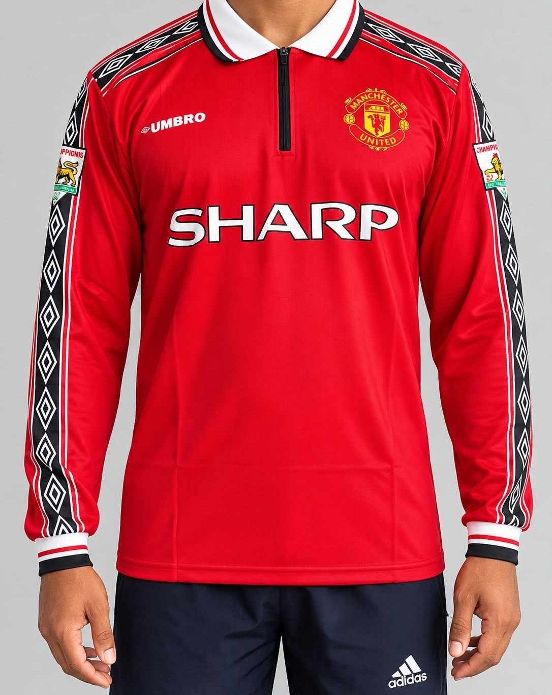David Beckham Manchester United 1998 Home Kit, Collar With Zip Full Sleeve (AP Sports Wear)