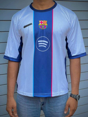 Fc Barcelona Messi Special Edition Kit, White & Blue,roun Neck & Five Sleeve