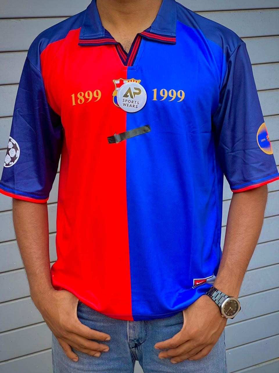 Puyol Barcelona 1999 Home Kit, Collar & Five Sleeve (AP Sports Wear)