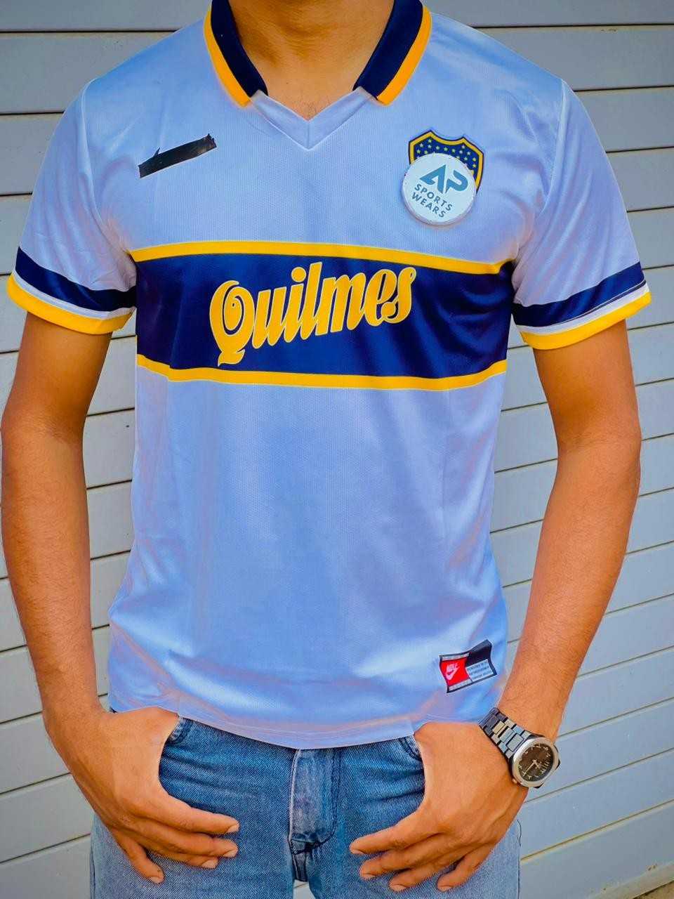 Maradona Boca Juniors 1996-97 Away Kit, Collar & Half Sleeve (AP Sports Wear)