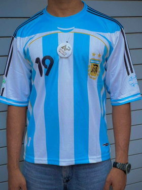 Lionel Messi Argentina 2006-07, Home Kit, Round Neck & Five Leeve