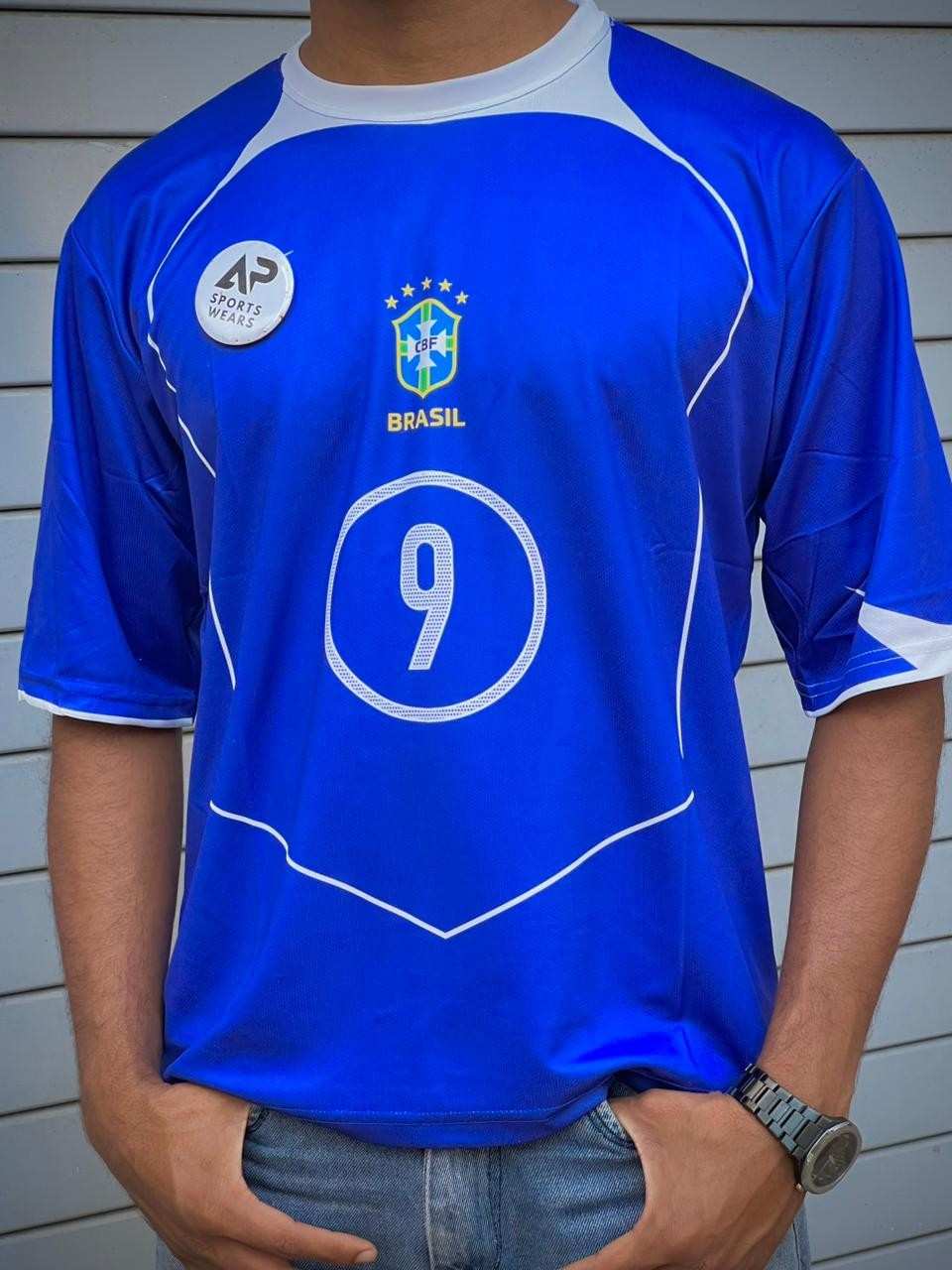Ronadlo Nazario Brazil 2004 Away Kit, Round Neck & Five Sleeve (AP Sports Wear)