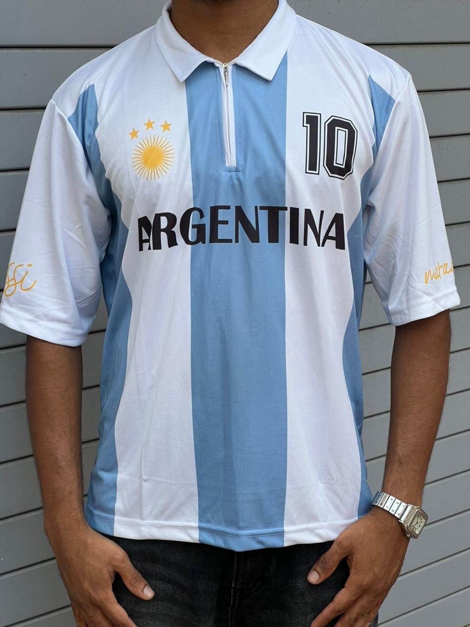 Argentina Special Edition Kit, Kit No:10, Coller & Zip With Five Sleeve , Premium Quality (AP Sports Wear)