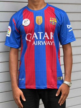 Fc Barcelona 2016-17 Home Kit, Neymar Jr , Round Neck & Half Sleeve