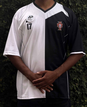 Cristiano Ronaldo Portugal 2005-2006 Special Kit Black & White, V Neck & Five Sleeve Embroidery