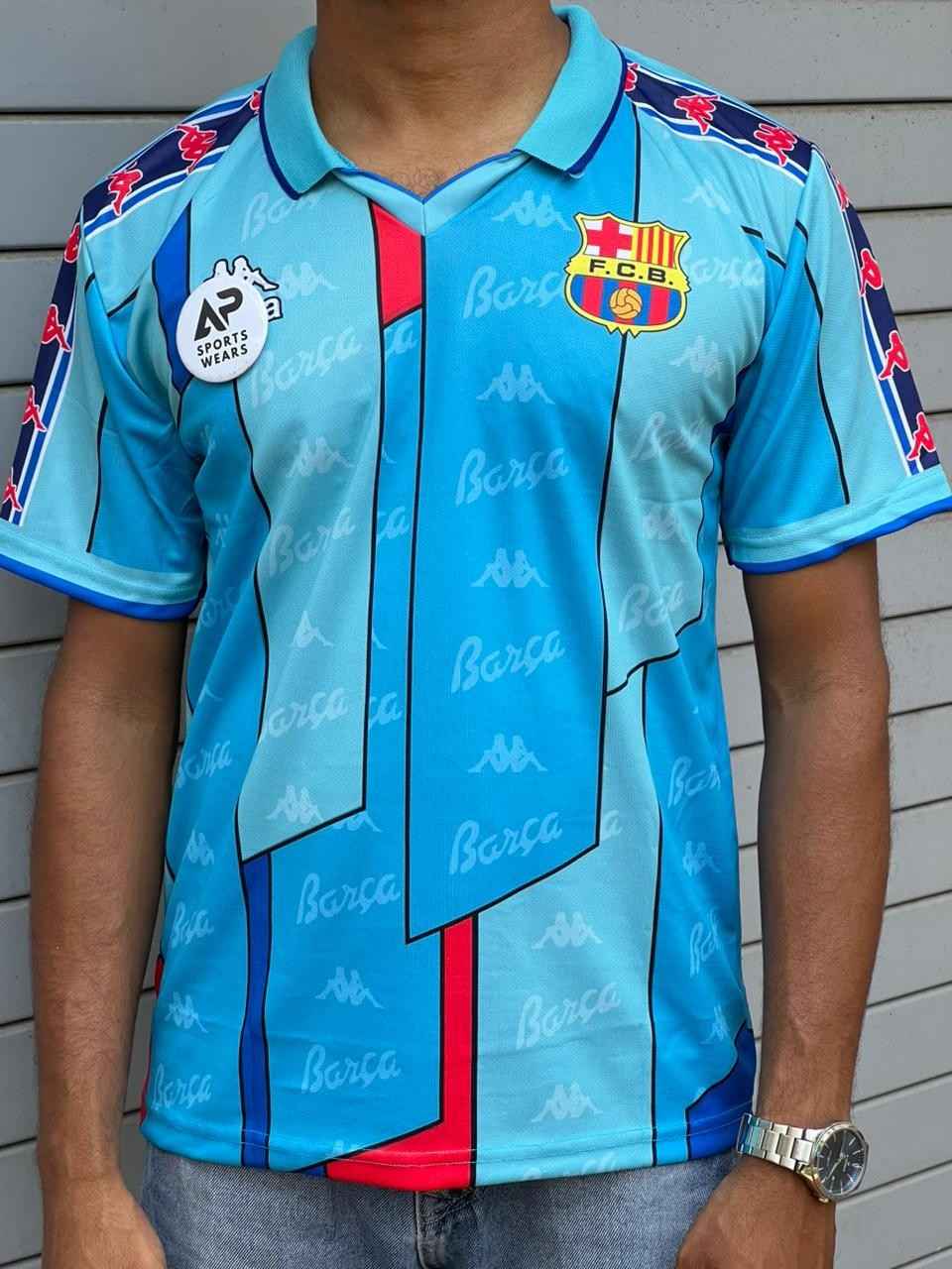 Ronaldo Nazario Fc Barcelona Away Retro Kit 1996-97, Collar & Half Sleeve (AP Sports Wear)