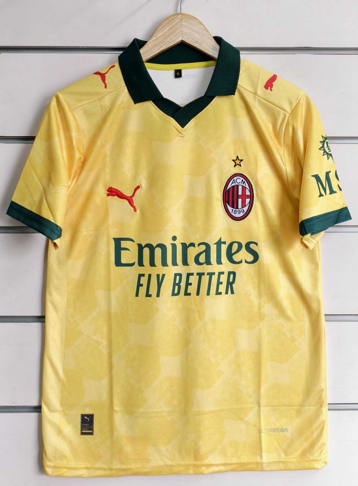 Luka Modric 2025-26 Ac Milan Yellow Third Kit, Coller&half Sleeve (AP Sports Wear)