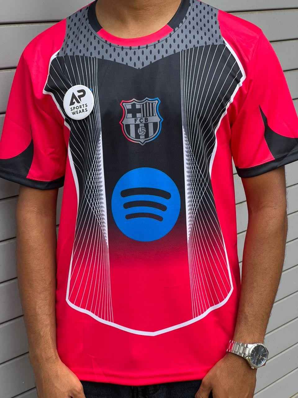 Lamine Yamal Fc Barcelona  Special Edition Kit, Red & Black, Round Neck & Half Sleeve (AP Sports Wear)