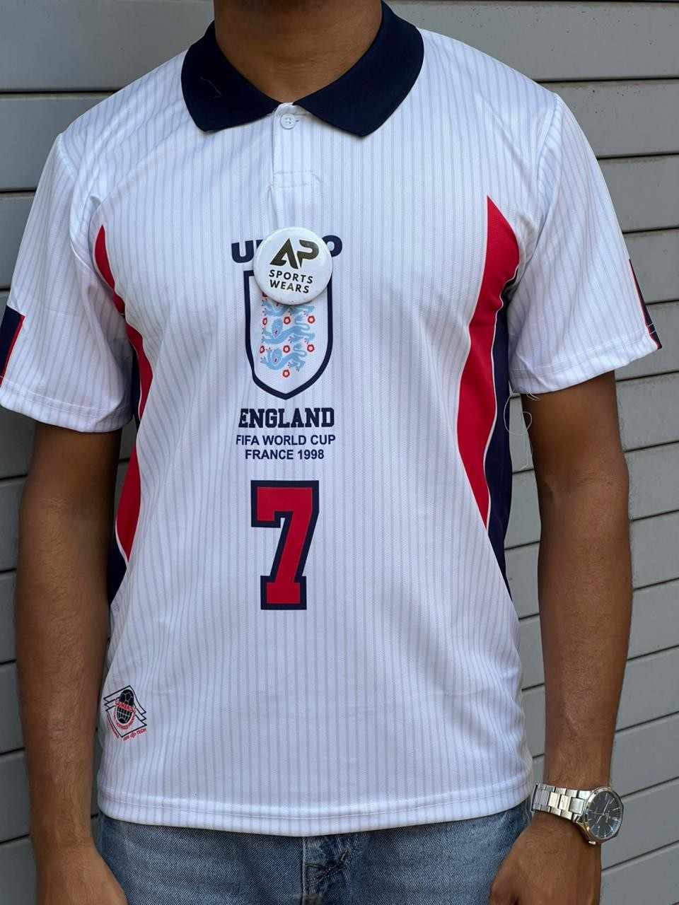 Beckham 1998 Engalan Home Kit, Collar& Half Sleeve (AP Sports Wear)