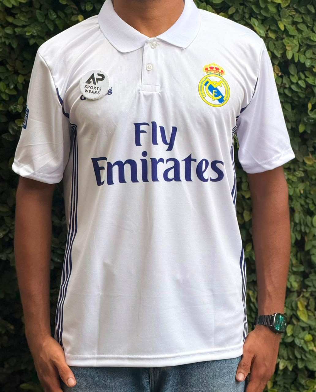 Cristiano Ronaldo Real Madrid 2016-17 Home Kit, Collar & Half Sleeve (AP Sports Wear)