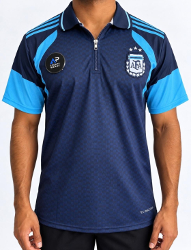 Messi Argentina Away Special Edition, Collar With Zip & Half Sleeve Embroidery