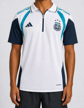 Messi, Argentina Special Edition,collar With Zip &half Sleeve Embroidery